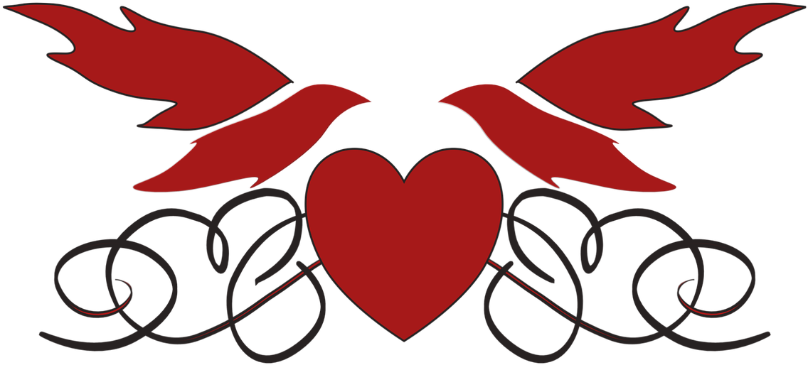 Red Heartand Doves Wedding Clipart PNG Image