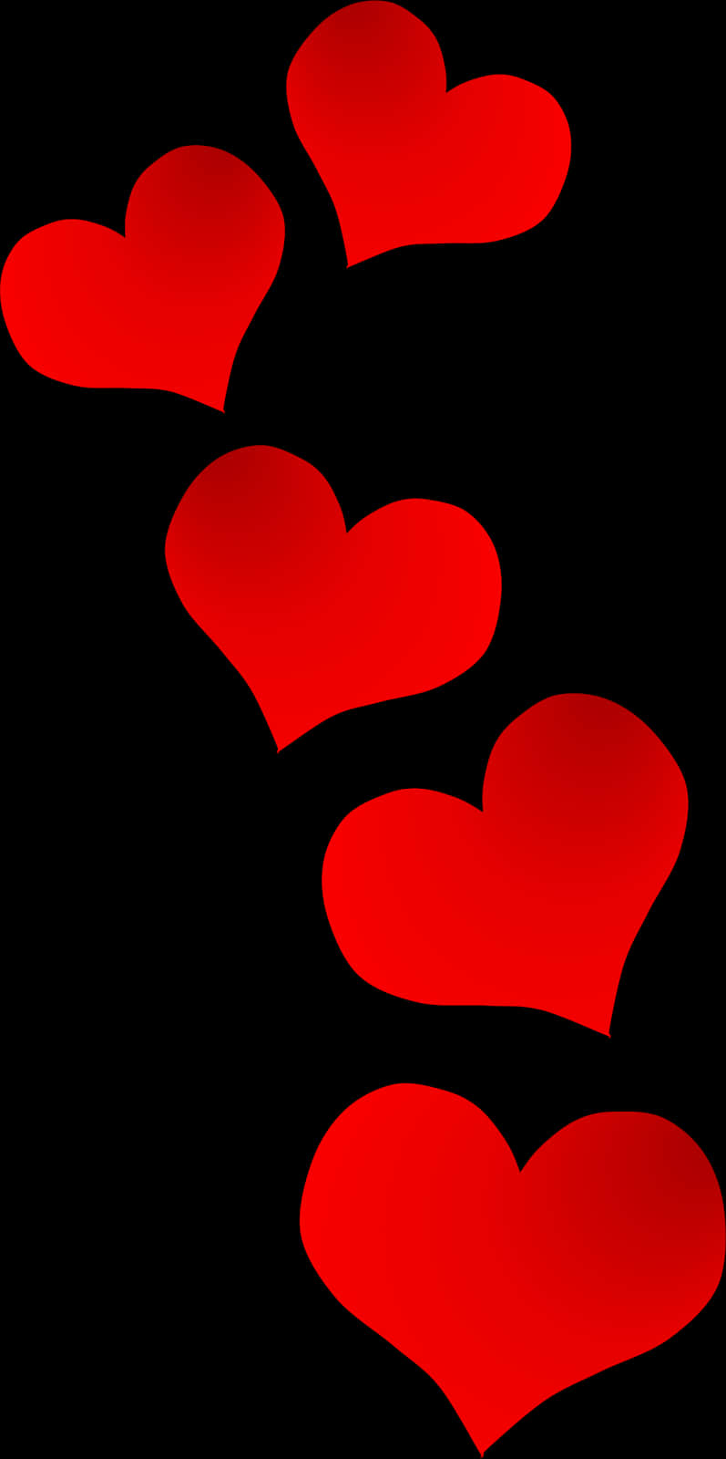 Red Hearts Black Background Clipart PNG Image