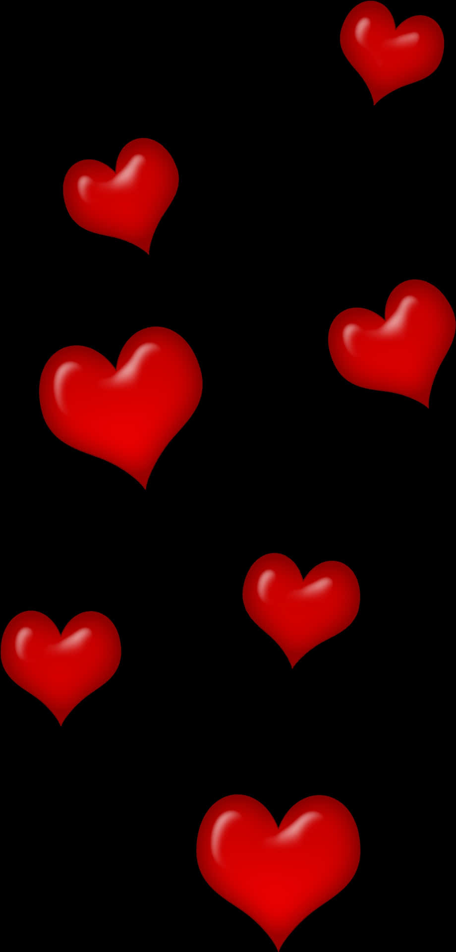 Red Hearts Black Background PNG Image