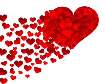 Red Hearts Cascadeon Black Background PNG Image