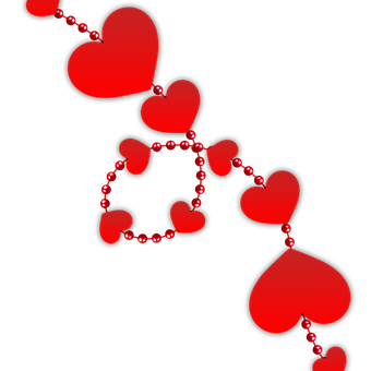 Red Hearts Chain Black Background PNG Image