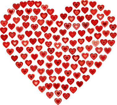 Red Hearts Collage PNG Image