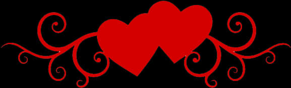 Red Hearts Flourish Design PNG Image