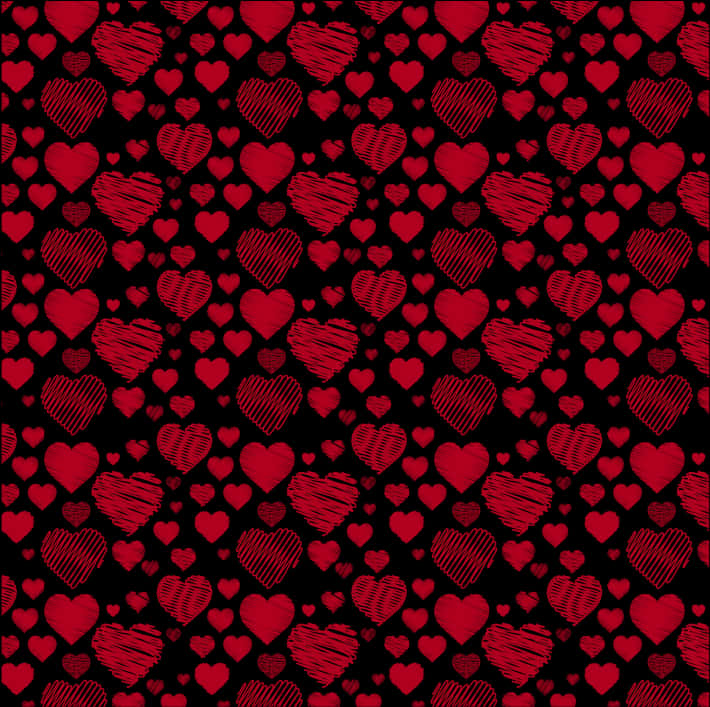 Red Hearts Pattern Background PNG Image