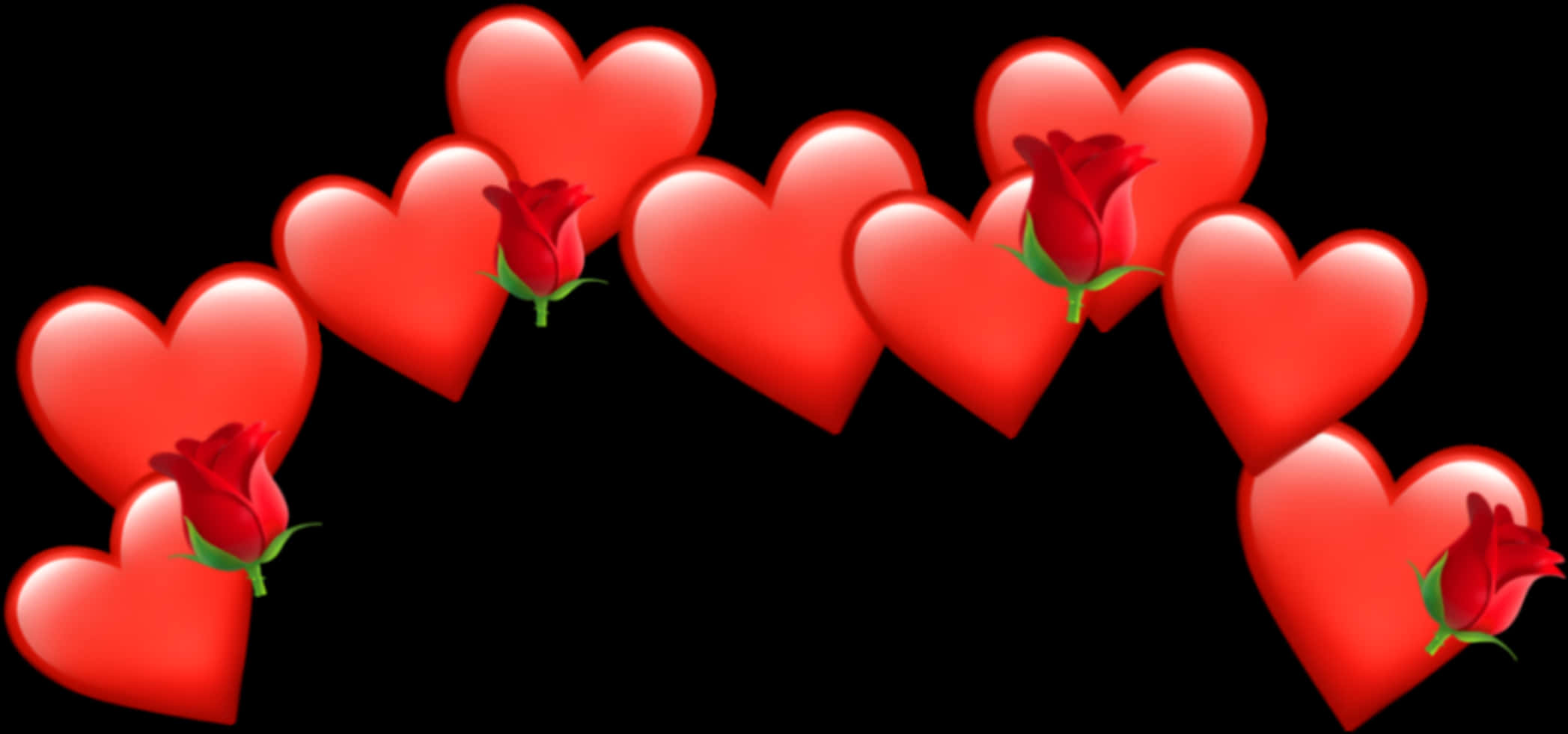 Red Heartsand Roses Embellishment PNG Image