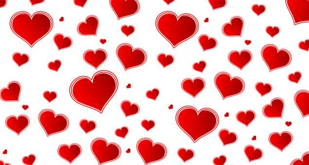 Red Heartson Black Background Pattern PNG Image