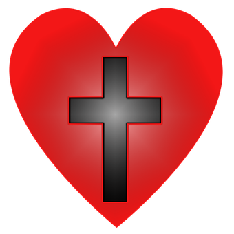 Red Heartwith Black Cross PNG Image