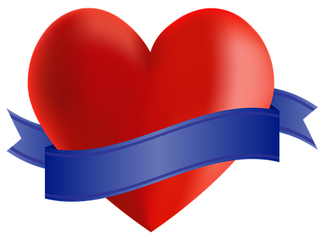 Red Heartwith Blue Banner PNG Image