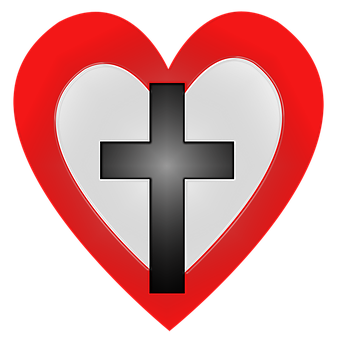 Red Heartwith Cross Icon PNG Image