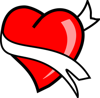 Red Heartwith White Banner PNG Image