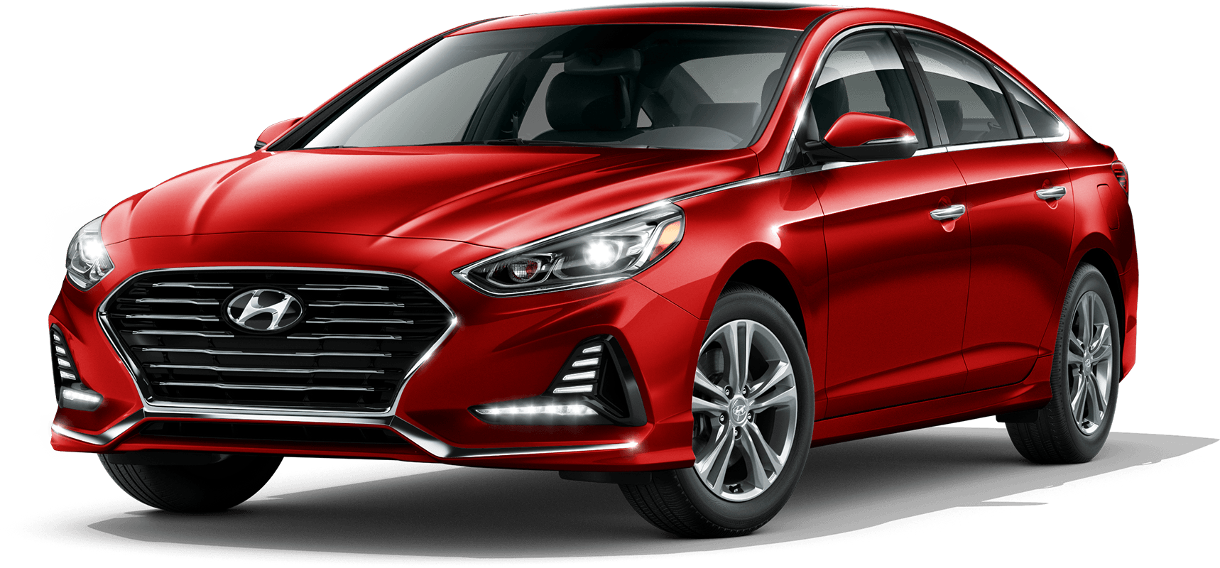 Red Hyundai Sedan Profile View PNG Image