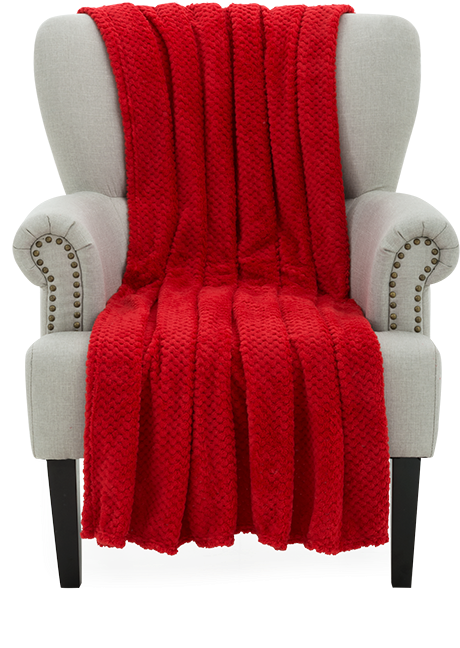 Red Knitted Throw Blanketon Chair PNG Image