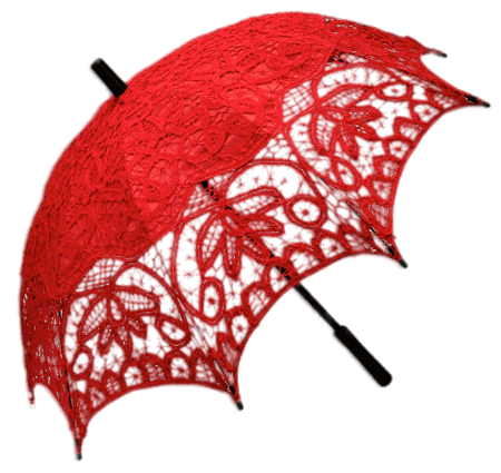 Red Lace Umbrella Black Background PNG Image