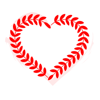 Red Laurel Heart Design PNG Image