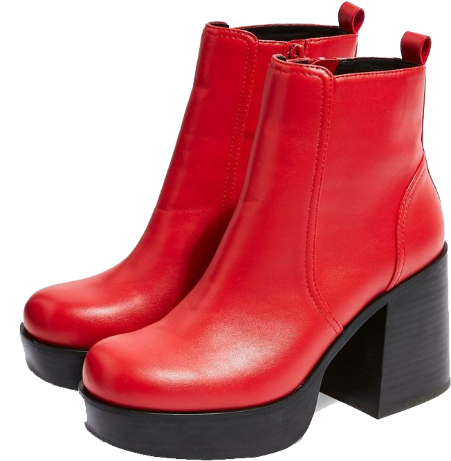 Red Leather Ankle Boots PNG Image