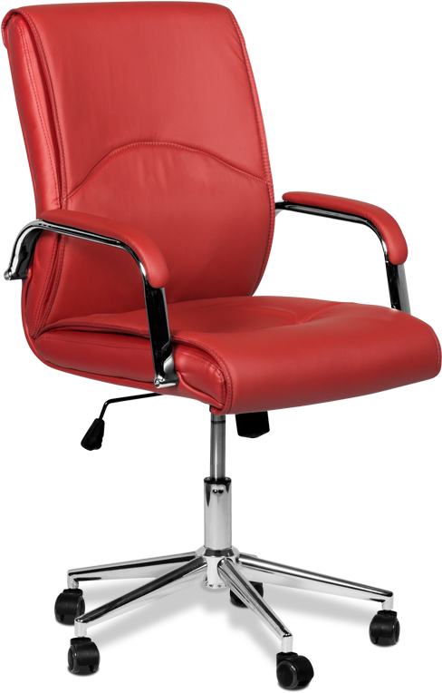 Red Leather Office Chair PNG Image