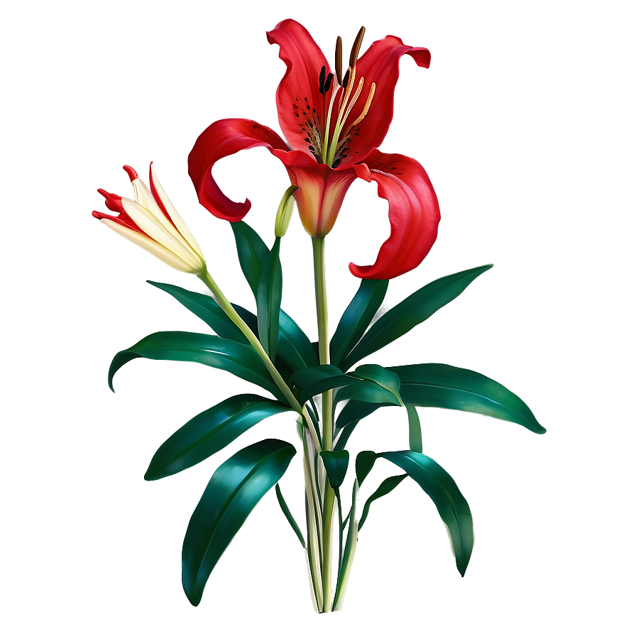 Red Lily Flower Png Dew29 PNG Image