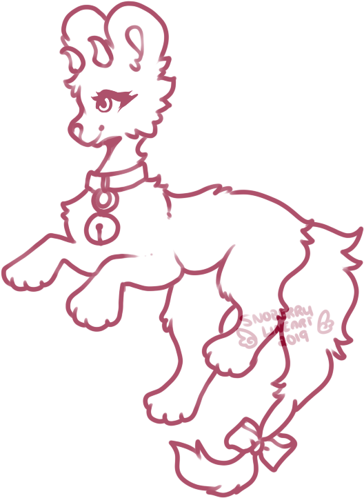 Red Lineart Cartoon Dog PNG Image