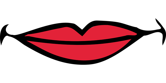 Red Lips Graphicon Black Background PNG Image