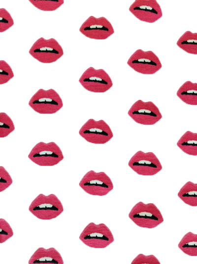 Red Lips Patternon Blue Background PNG Image