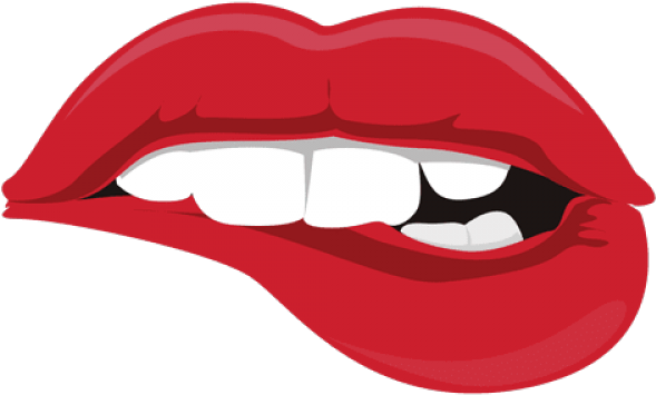 Red Lips Teeth Cartoon Illustration PNG Image