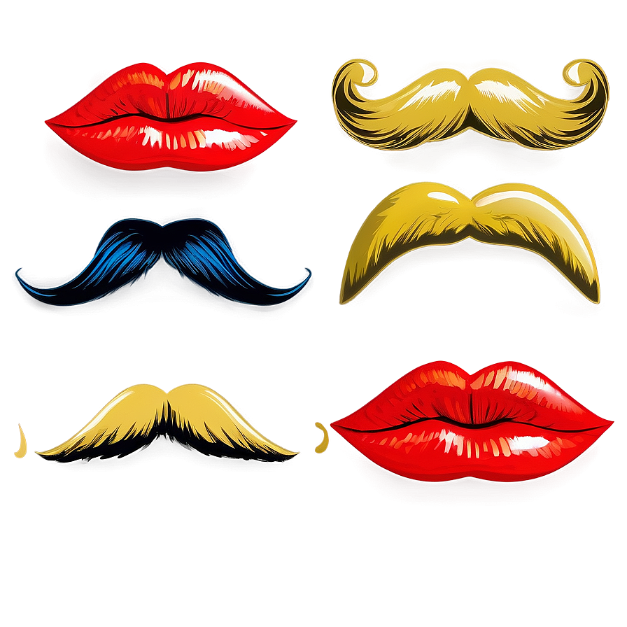 Red Lips With Mustache Png Icd93 PNG Image