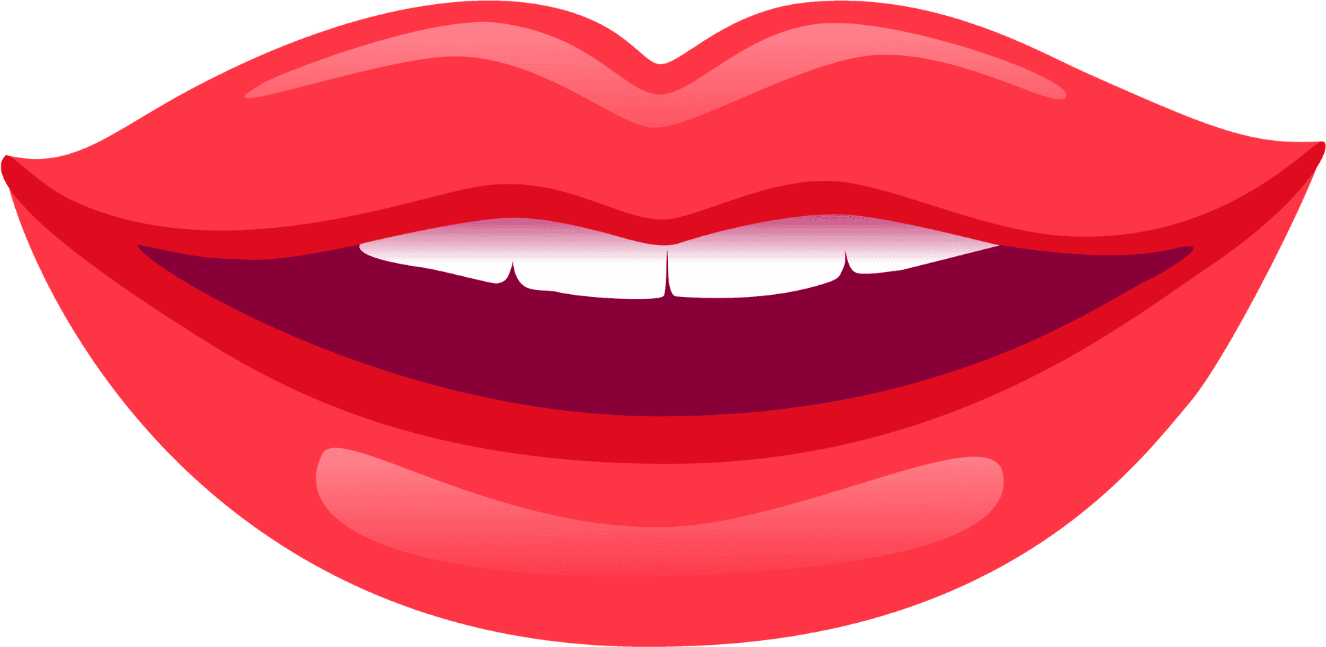 Red Lipstick Smiling Mouth Illustration PNG Image