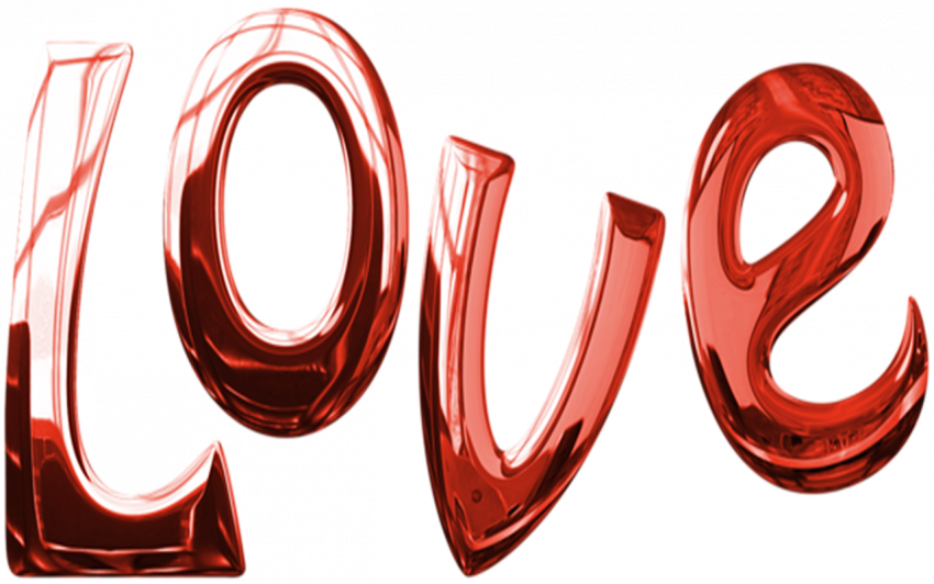 Red Love Balloon Letters PNG Image