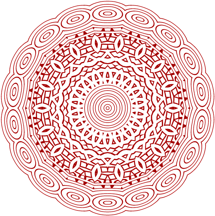 Red Mandala Patternon Blue Background PNG Image