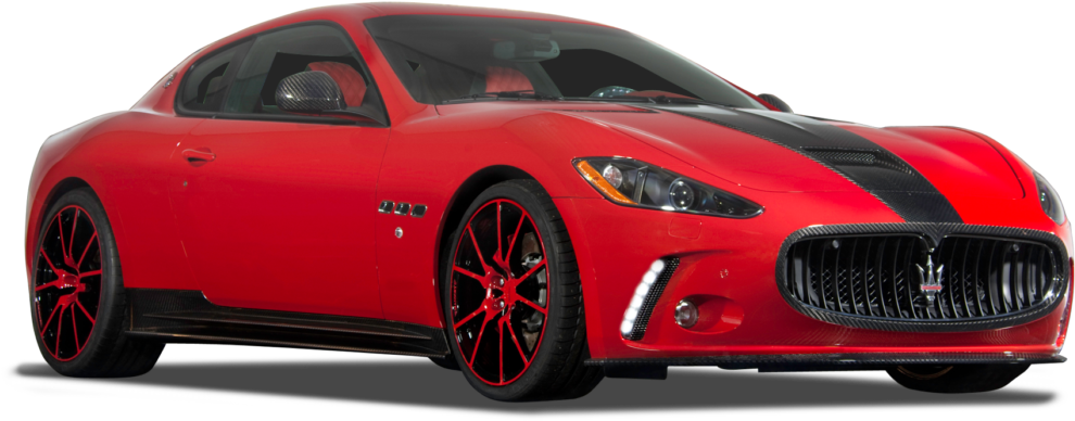 Red Maserati Gran Turismo Side View PNG Image