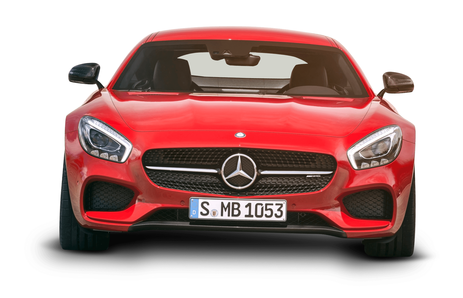 Red Mercedes Benz Front View PNG Image