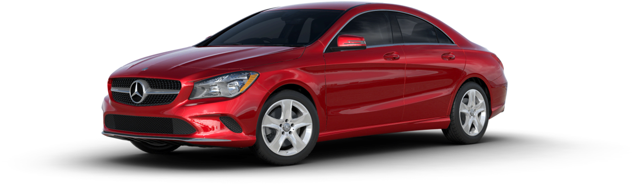 Red Mercedes Benz Sedan Profile View PNG Image