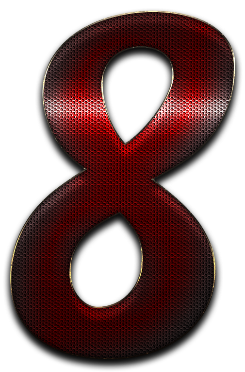 Red Metallic Number8 PNG Image