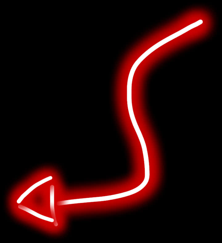 Red Neon Devil Tail PNG Image