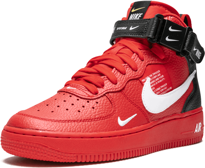 Red Nike Air Force Sneaker Side View PNG Image