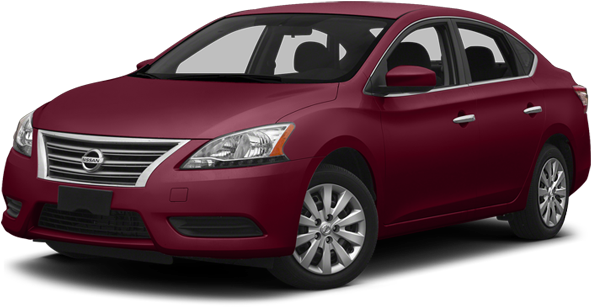 Red Nissan Sedan Profile View PNG Image