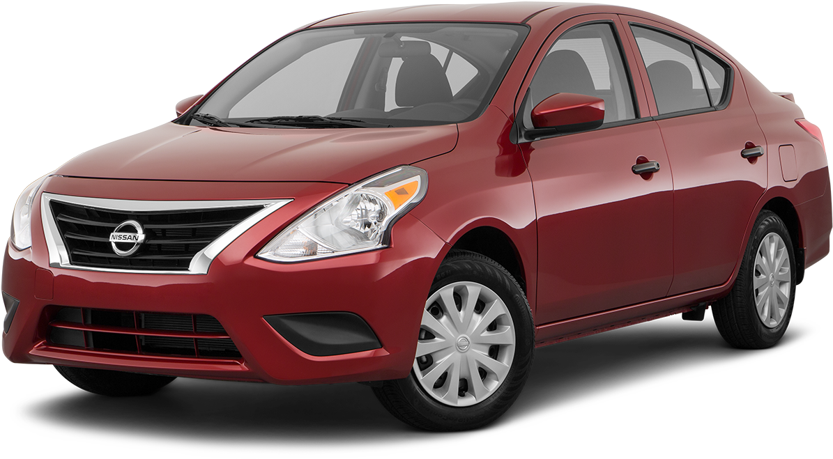 Red Nissan Sedan Profile View PNG Image