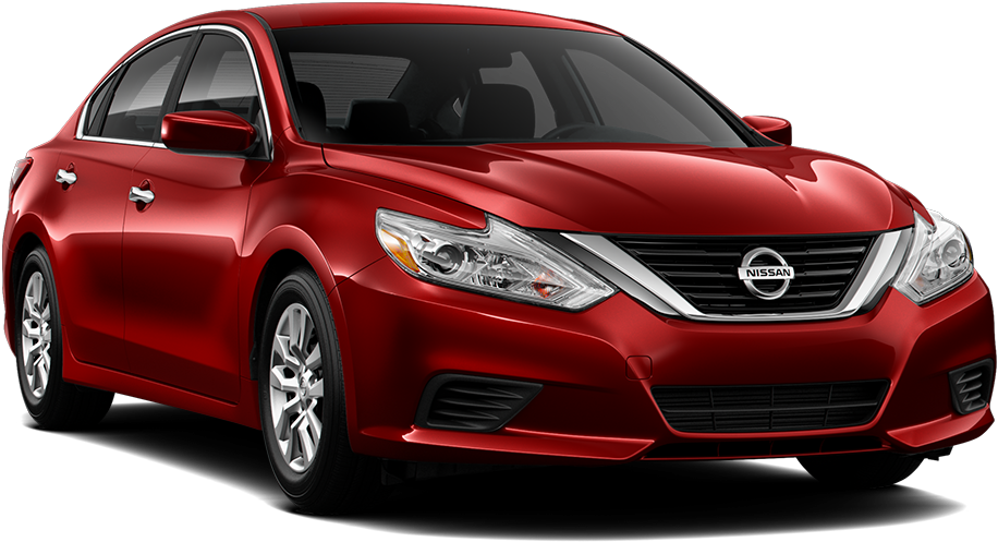 Red Nissan Sedan Profile View PNG Image