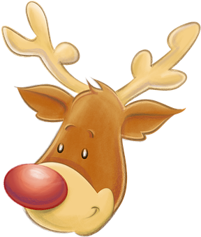 Red Nosed Reindeer Cartoon PNG Image