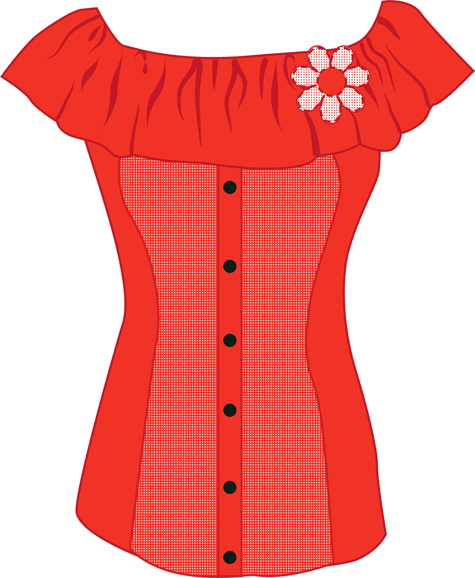 Red Off Shoulder Blouse Design PNG Image