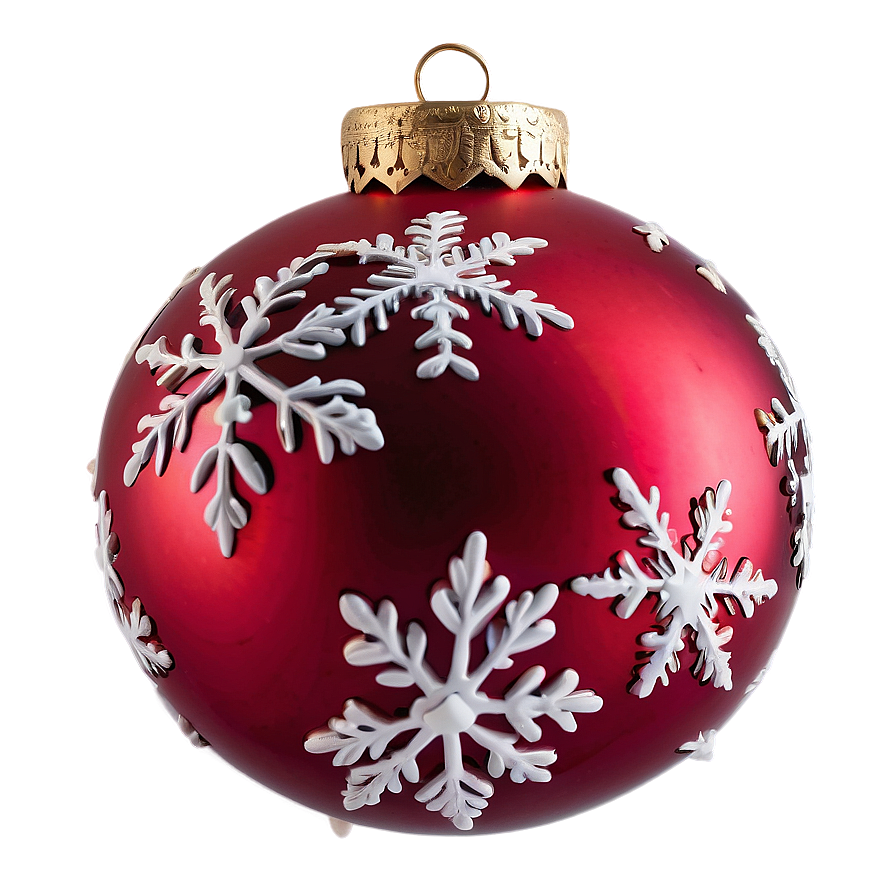 Red Ornament With Snow Png Cut PNG Image