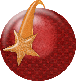 Red Ornamentwith Golden Star PNG Image