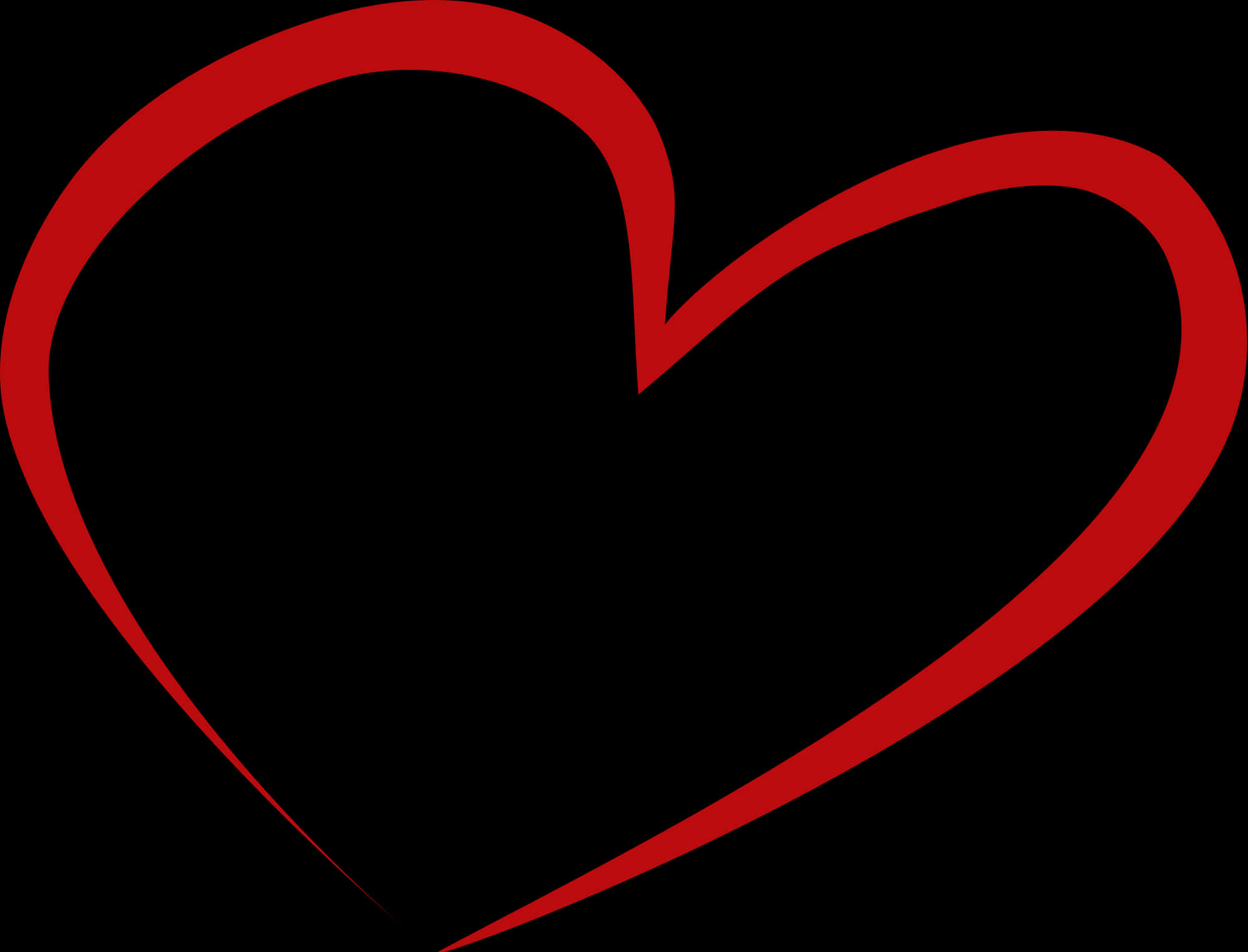 Red Outline Hearton Black Background PNG Image