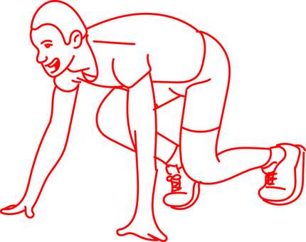 Red Outline Man Starting Position PNG Image