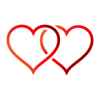 Red Outlined Heartson Black PNG Image