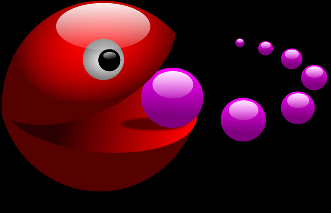 Red Pacman Eating Dots PNG Image