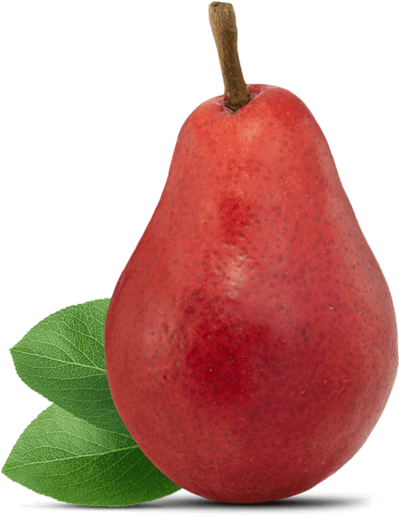 Red Pearwith Leaf PNG Image