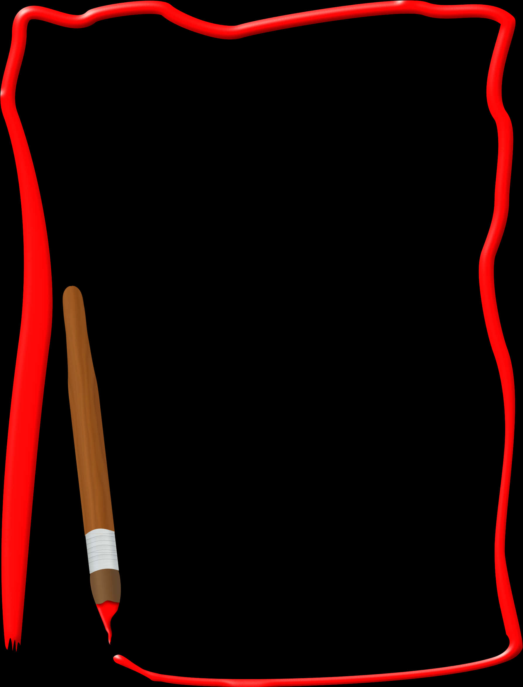 Red Pencil Border Frame PNG Image