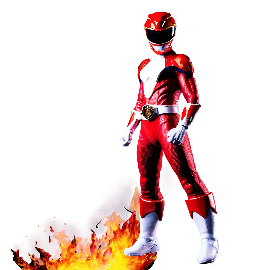 Red Power Ranger With Fire Background Png 87 PNG Image