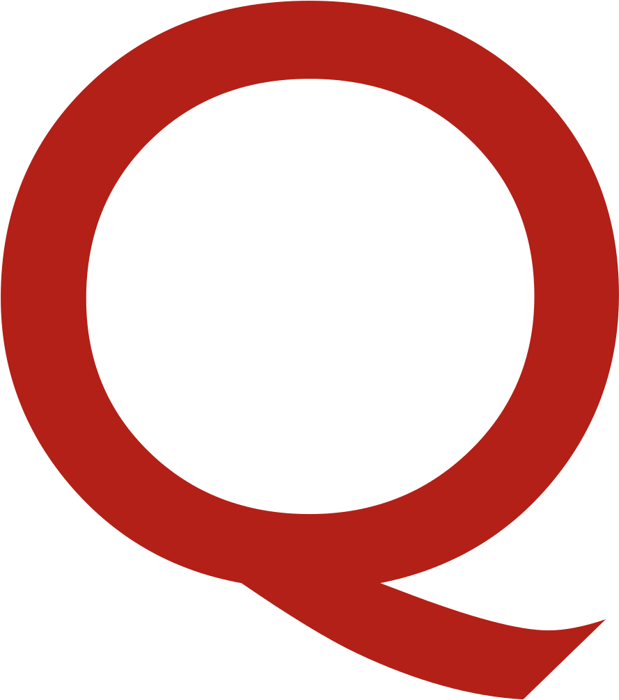 Red Q Logoon Blue Background PNG Image